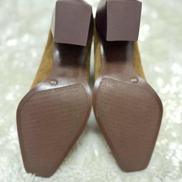 Vince Camuto Tan Suede Block Heel Ankle Boots - Picture 6 of 6
